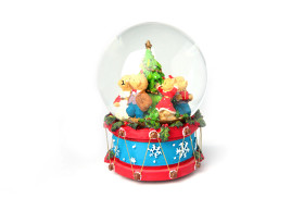 Stock Image: Christmas Snow globe isolated on white