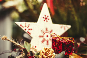 Stock Image: christmas star and gift decor