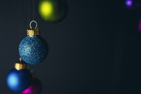 Stock Image: christmas tree balls blue