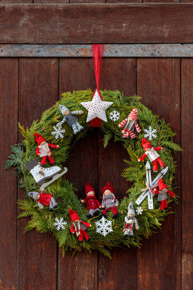 Stock Image: Christmas wreath on door