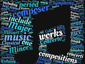 Stock Image: classical music tag cloud blue