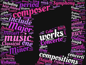 Stock Image: classical music tag cloud pink