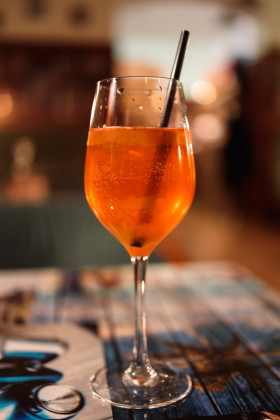 Stock Image: Cocktail in a wine glass