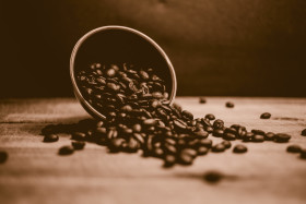 Stock Image: coffee beans in a cup