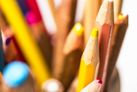 Stock Image: color pencils on white background