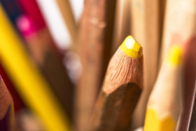 Stock Image: color pencils on white background