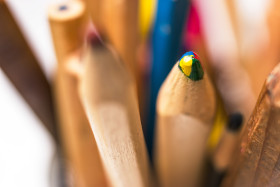 Stock Image: color pencils on white background