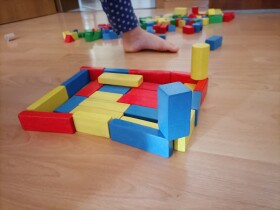 Stock Image: Colorful Castle Built with Toy Building Blocks