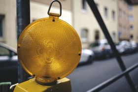 Stock Image: construction light in the city