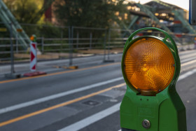 Stock Image: construction site light on a street