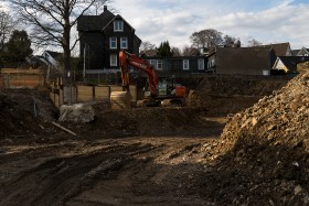 Stock Image: construction site shovel excavators