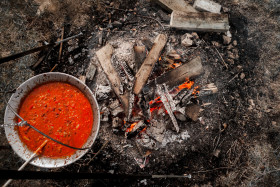 Stock Image: cooking at the campfire