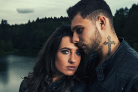 Stock Image: couple at a lake