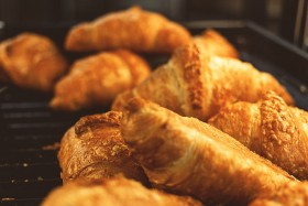 Stock Image: Croissants filled  with Ham and Cheese