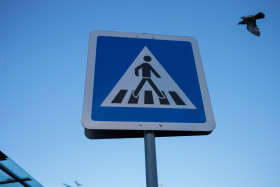 Stock Image: Crosswalk road sign