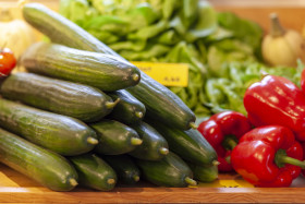 Stock Image: cucumbers and red pepper