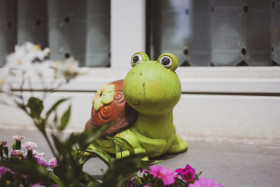 Stock Image: Cute decorative figure of a turtle on a windowsill