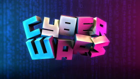 Stock Image: Cyber Wars Crime Hacker technology text on dark blue background rendering punk Poster Design 3D illustration
