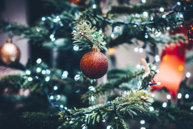 Stock Image: Decorations on Christmas tree