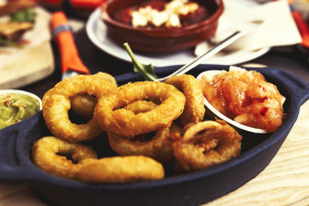 Stock Image: delicious deep fried squid rings