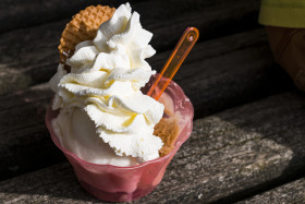 Stock Image: delicious ice cream in the mug ice cream cup sundae