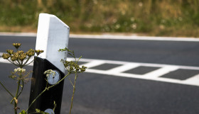 Stock Image: delineator on country road