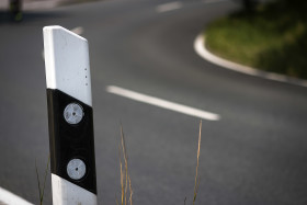 Stock Image: delineator on countryroad