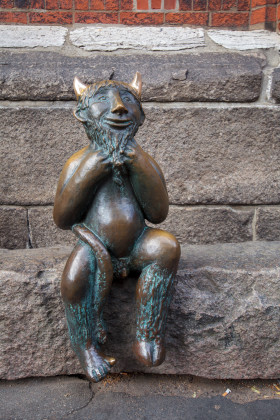 Stock Image: Devil sculpture in Lübeck