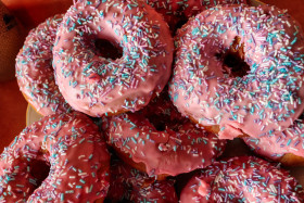 Stock Image: Donuts with pink icing