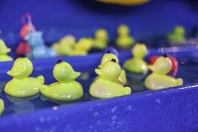 Stock Image: duck fishing game on a funfair