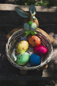 Stock Image: easter eggs in the easter basket