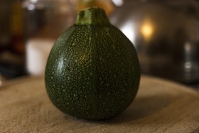 Stock Image: Eight ball Squash or Zucchini or Round Courgette in the Kitchen