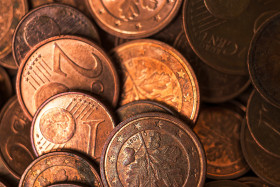 Stock Image: euro cent coins background
