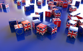 Stock Image: Europe and United Kingdom political and economic relationship, 3d rendering background, Brexit concepts