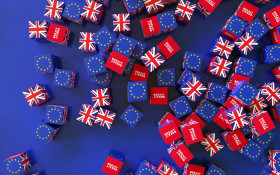 Stock Image: Europe and United Kingdom political and economic relationship, 3d rendering background, Brexit concepts