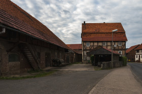 Stock Image: Farm in a medieval village next to kassel