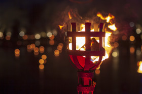Stock Image: Fire torch at night