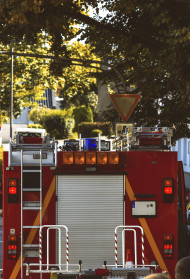 Stock Image: fire truck from behind