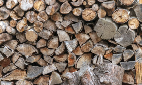Stock Image: firewood pile brown