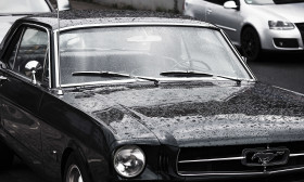 Stock Image: ford mustang in rain