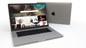 Stock Image: Free PSD Mac Book Mockup on White Background