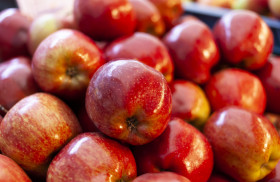 Stock Image: fresh  red apples in the market