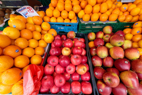 Stock Image: Fruit seller at the market