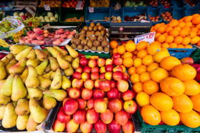 Stock Image: Fruits are offered for sale