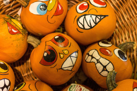 Stock Image: funny halloween pumpkins