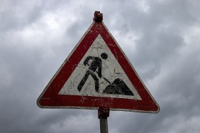 Stock Image: german construction site sign