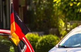 Stock Image: german flag on a car