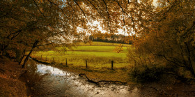 Stock Image: german rural autumn landscape marscheider bachtal in nrw