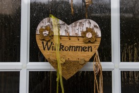 Stock Image: german "willkommen" welcome heart