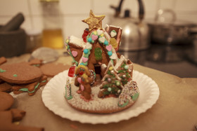 Stock Image: Gingerbread house in a kitchen (Witchhouse)